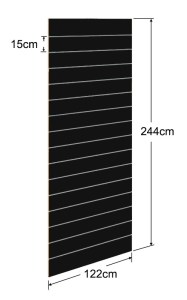 Μαύρο Πάνελ Slat 122x244cm - με 15 Πηχάκια Αλουμινίου ανά 15cm