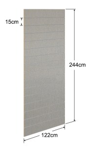 Ασημί Πάνελ Slat 122x244cm - με 15 Πηχάκια Αλουμινίου ανά 15cm