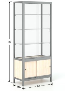 Βιτρίνα Καταστήματος ψηλή με ντουλάπι  - Μελαμίνες Σημύδα